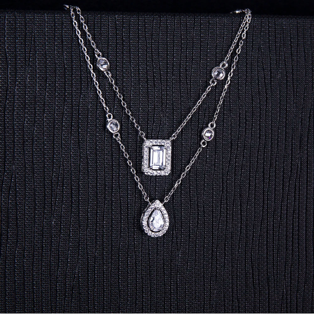 Women's Fashion Micro Pave Cubic Zirconia Double Chain Women Barefoot Sandals Anklet, Fashion Foot Chain Jewelry HXJ002