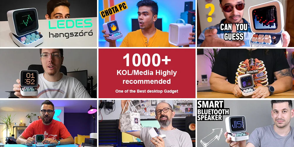 Divoom Ditoo-Pro Retro Pixel Art Bluetooth Portable Speaker Alarm Clock DIY LED Display Board, Cute Gift Home Light Decoration