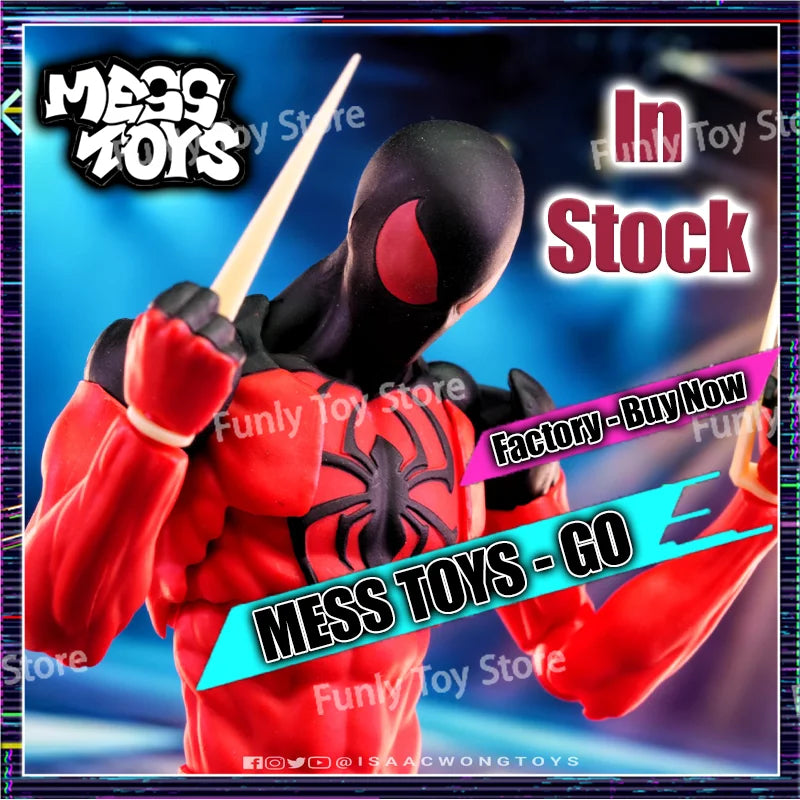 In Stock Mess Toys Spider Man Scarlet Spider Kaine Parker Messtoys Black Suit Symbiote Spiderman Anime Action Figure Gifts Toys