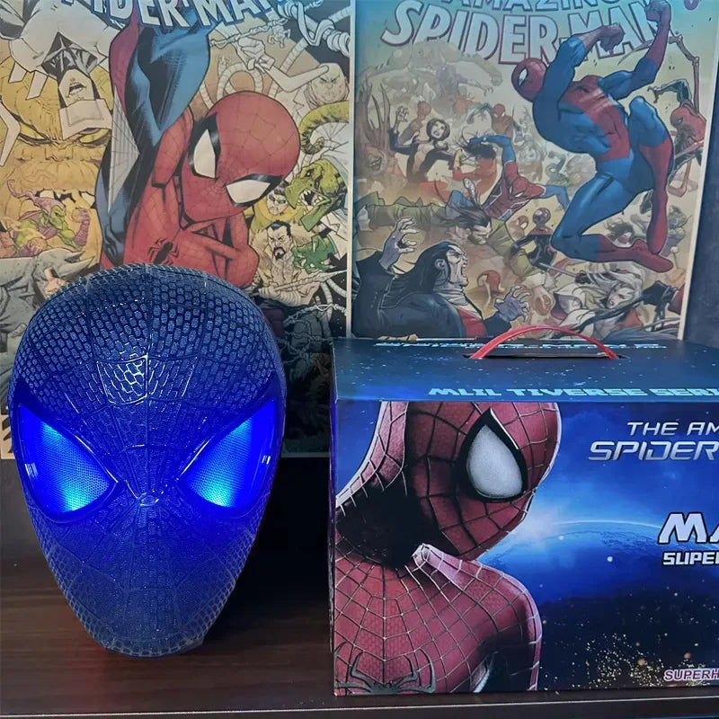 Spider-Man Headgear New The Amazing Movable Mask Helmet Electric Ring Control Eye Luminous Cosplay Collection Model Toy Kid Gift