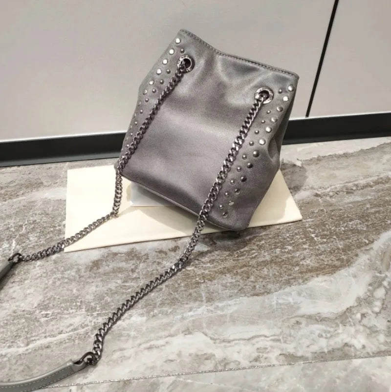 Women Bucket Bag Luxury Fashion Design Chain Shoulder Bag Casual Versatile Crossbody Messenger Bag Lady