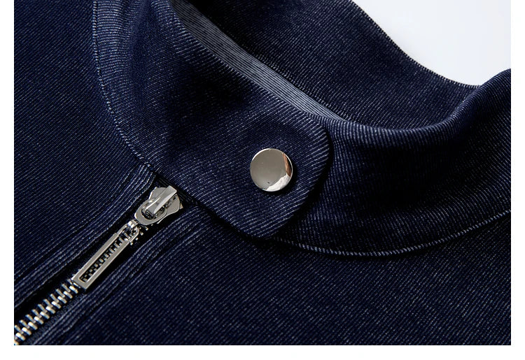 VIMLY 2 Piece Pant Set Woman Casual Outfits Women's Pant Suit 2025 Blue Stand-up Collar Jacket and Trouser Female Clothing A0119