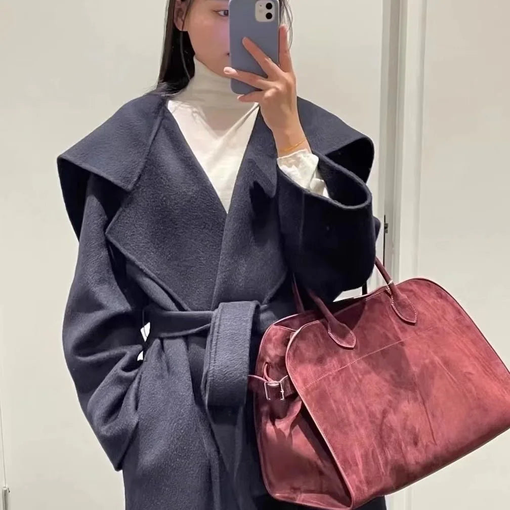 Suede Soft Genuine Leather Tote Bag High Quality Margaux 15 Cowhide Handbag Large Capacity Fashion Casual Women Shoulder Bag