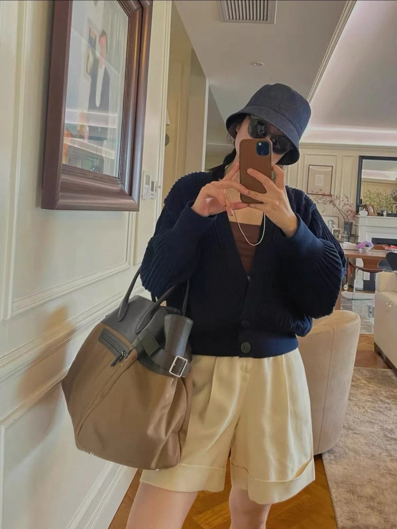 Margaux 17 Inside Out Genuine Leather Tote Bags For Women Luxury Classic Handbags Pocket Large Capacity Shoulder Bag