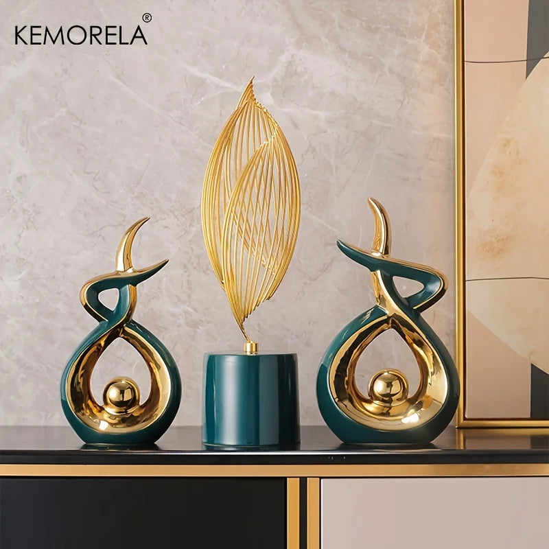 Ceramics Statue Exquisite Home Decor Modern Abstract Art Statue Ornaments Sculpture Decoration for Living Room Table Centerpiece