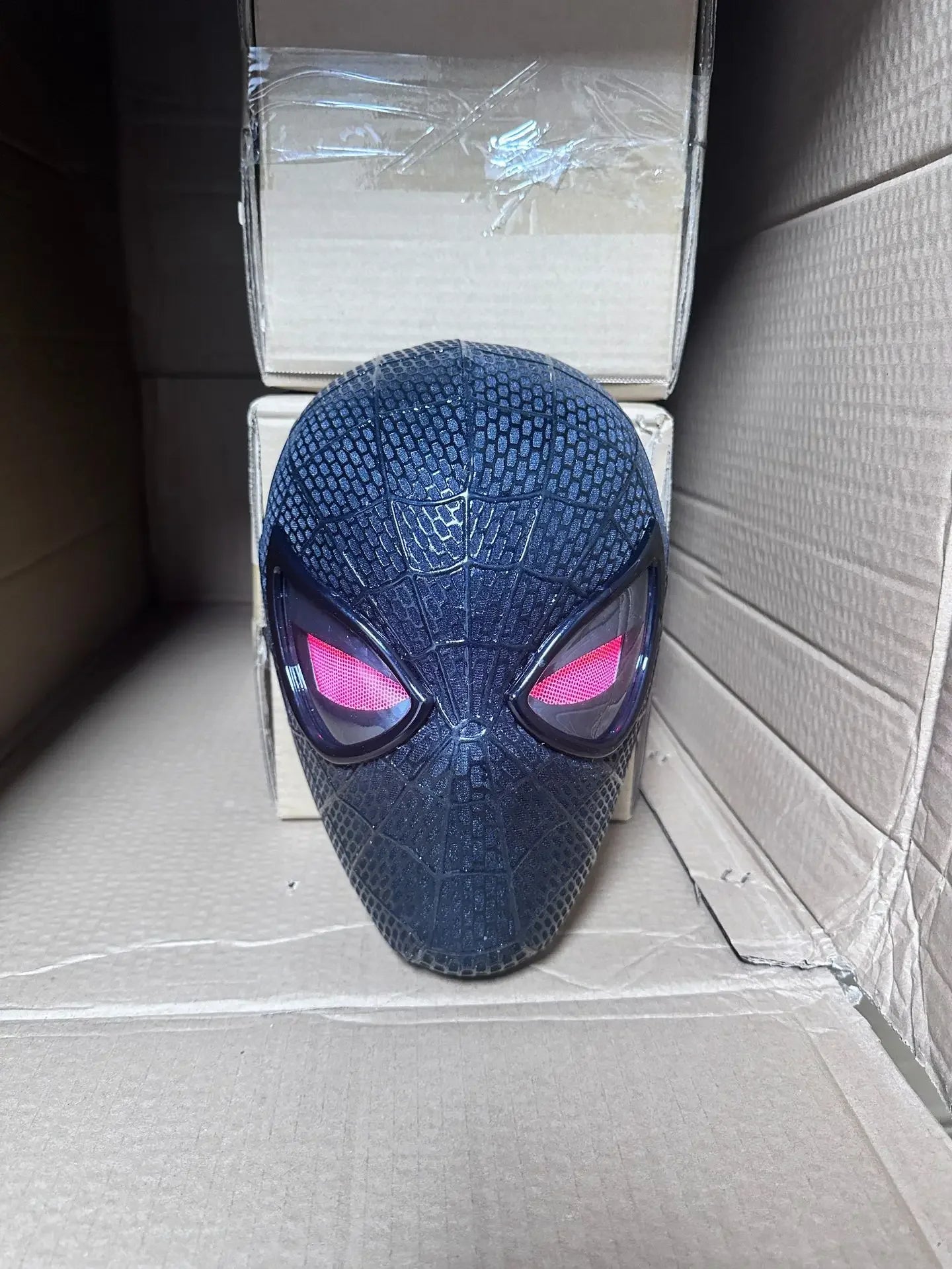 Spider-Man Headgear New The Amazing Movable Mask Helmet Electric Ring Control Eye Luminous Cosplay Collection Model Toy Kid Gift