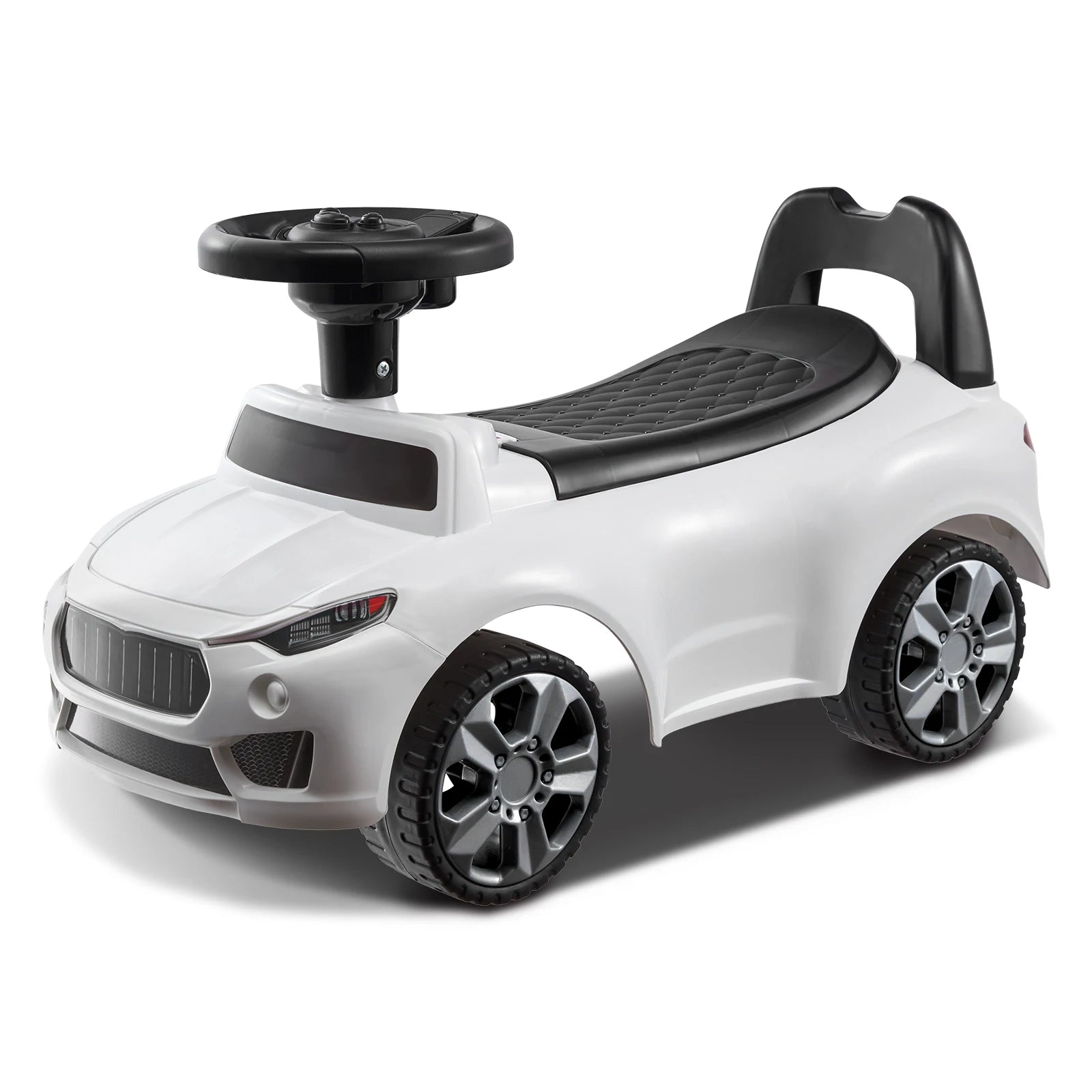 SucceBuy White/Pink Ride On Push Car Classic Kids Ride On Sports Toy Car with Music Steering Wheel for Toddlers Boys Girls