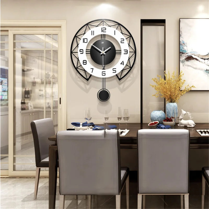Nordic Style Living Room Wall Clock - Fashion Home Quartz Watch Creative Wooden Modern Art Simple Design Living Room Decor