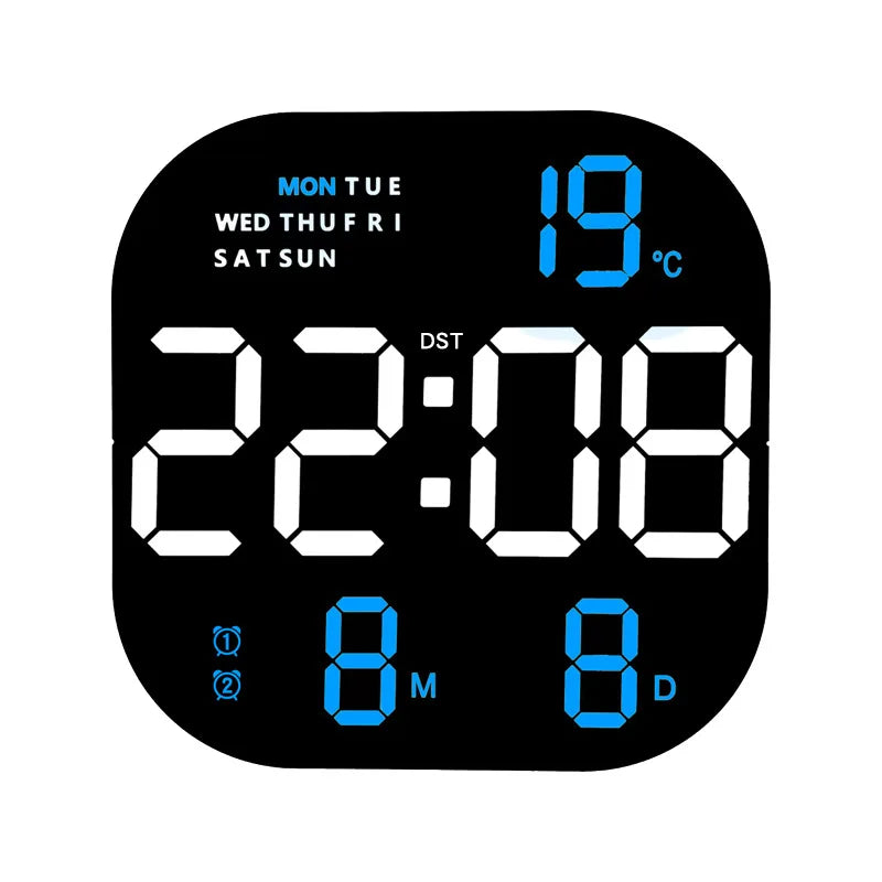 Digital Wall Clock Remote Control Temperature Date Week Display Memory Mode Desktop Clock Dual Alarms LED Clock Room Decor