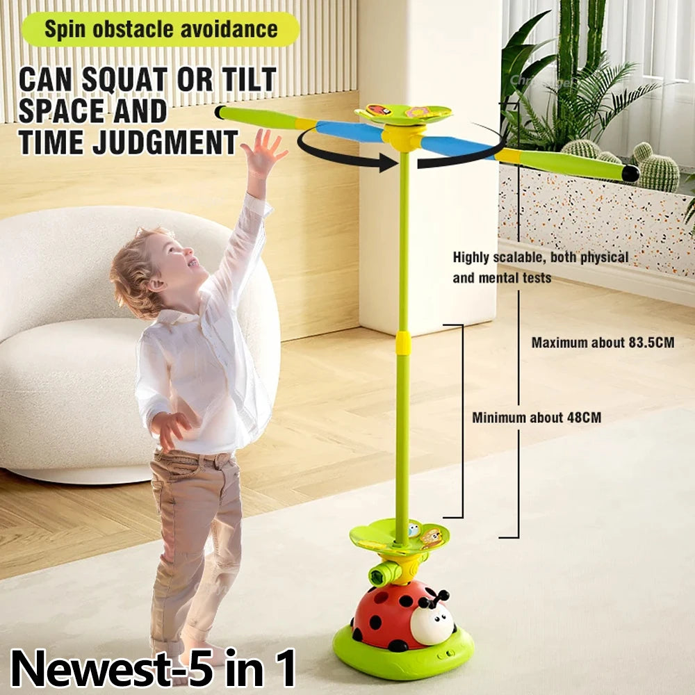 Musical Jump Sports Toys Rocket Launcher for Kid Ring Toss Game with Remote Control Indoor Outdoor Machine Gifts for Girls Boys