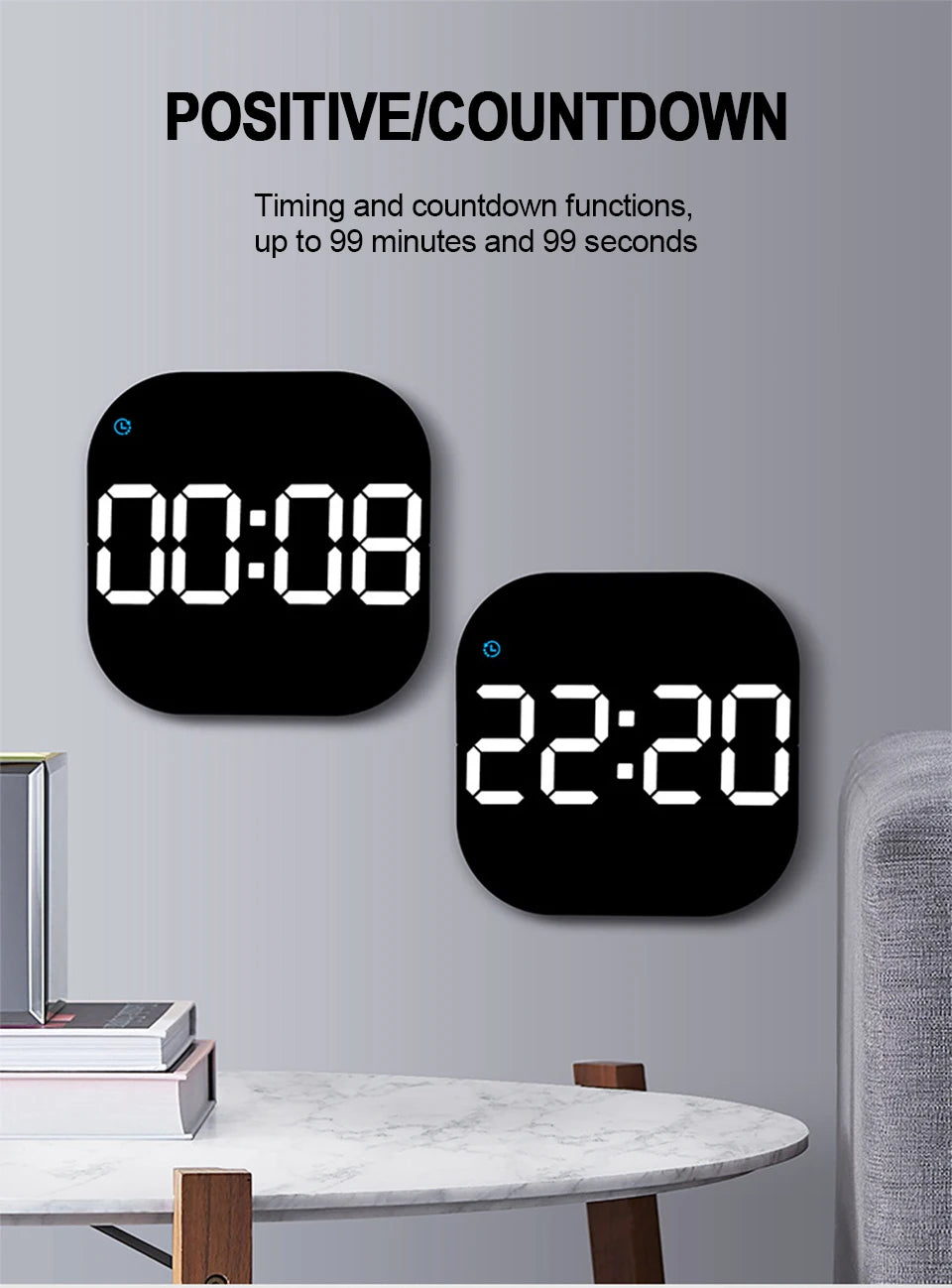 Digital Wall Clock Remote Control Temperature Date Week Display Memory Mode Desktop Clock Dual Alarms LED Clock Room Decor
