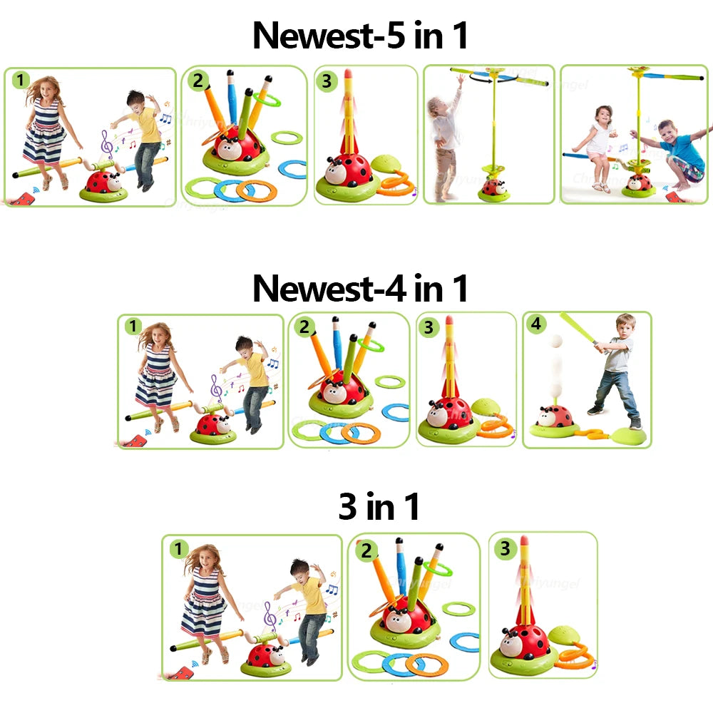 Musical Jump Sports Toys Rocket Launcher for Kid Ring Toss Game with Remote Control Indoor Outdoor Machine Gifts for Girls Boys