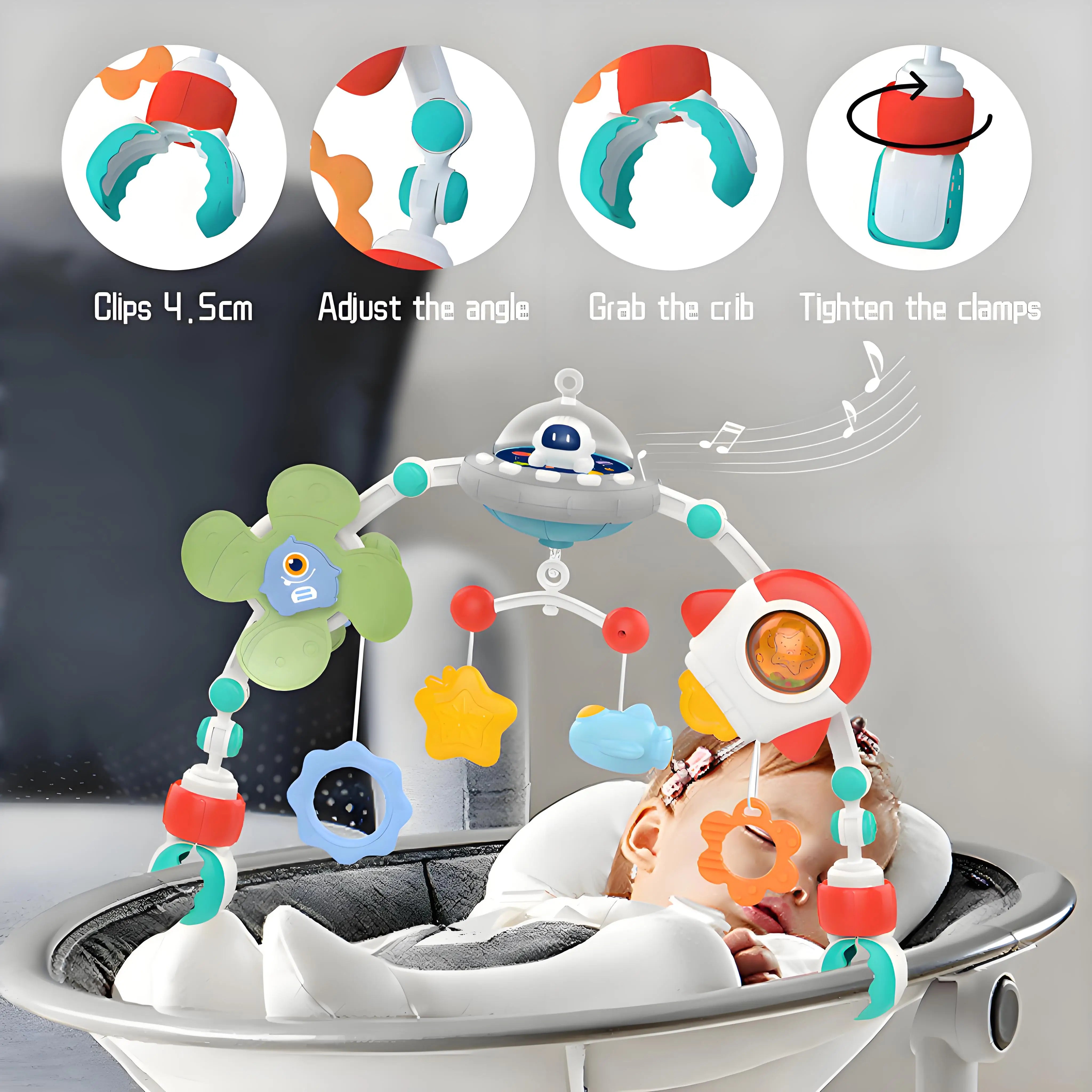 Baby Stroller Arch Toys Crib Mobile Music Rotating Bouncers Toys Fine Motor Skills Sensory Development Arch Baby Car Seat Toys
