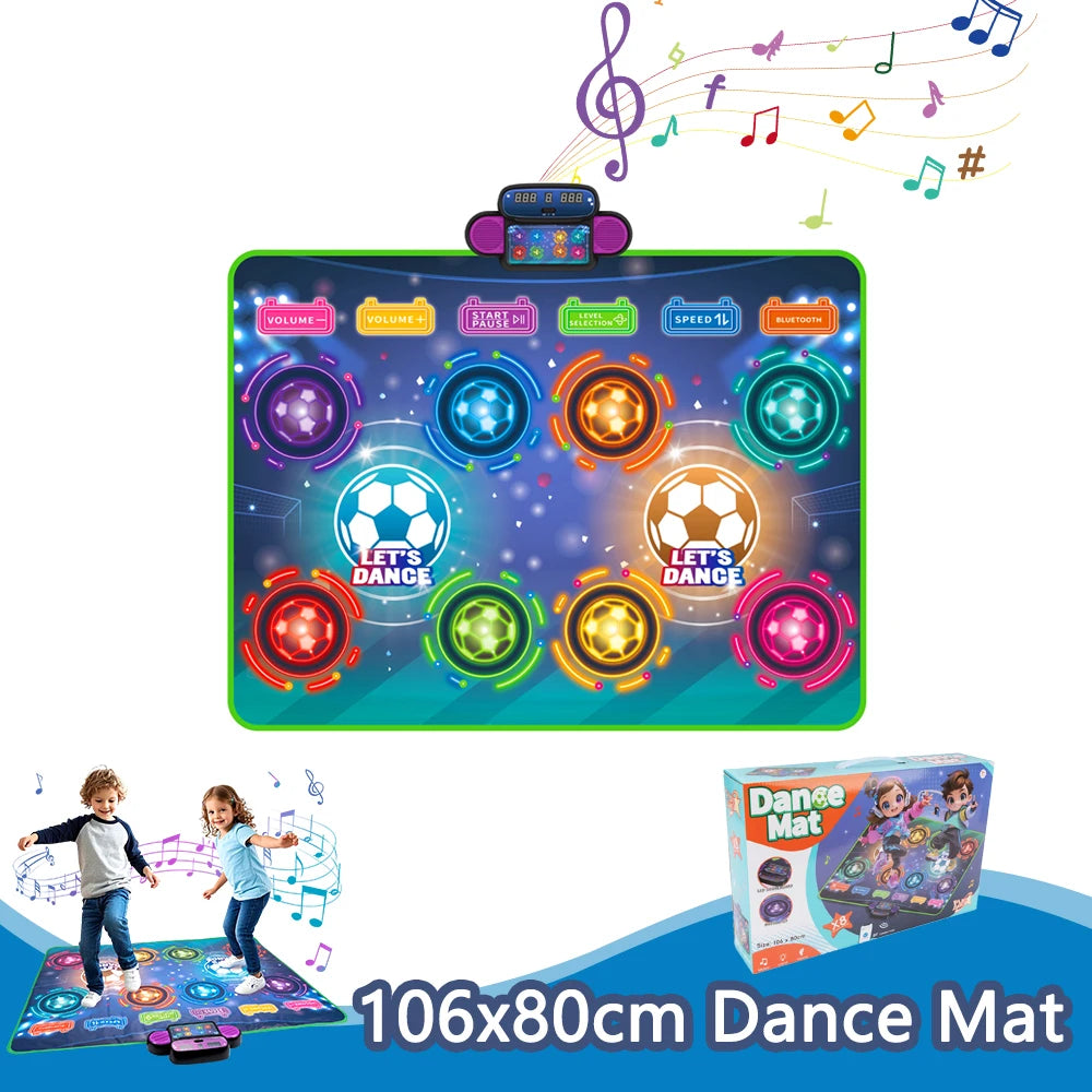 106x80cm Kids Electronic Dance Mat Double Players Mode with Light&Bluetooth Kids Floor Music Blanket Interactive Educational Toy