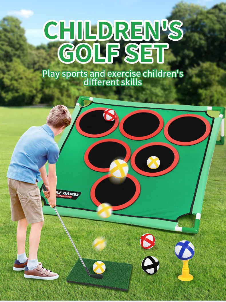 Golf Set Game Mat Target Strap Stand Indoor and Outdoor Portable Parent Child Interactive Children's Toy