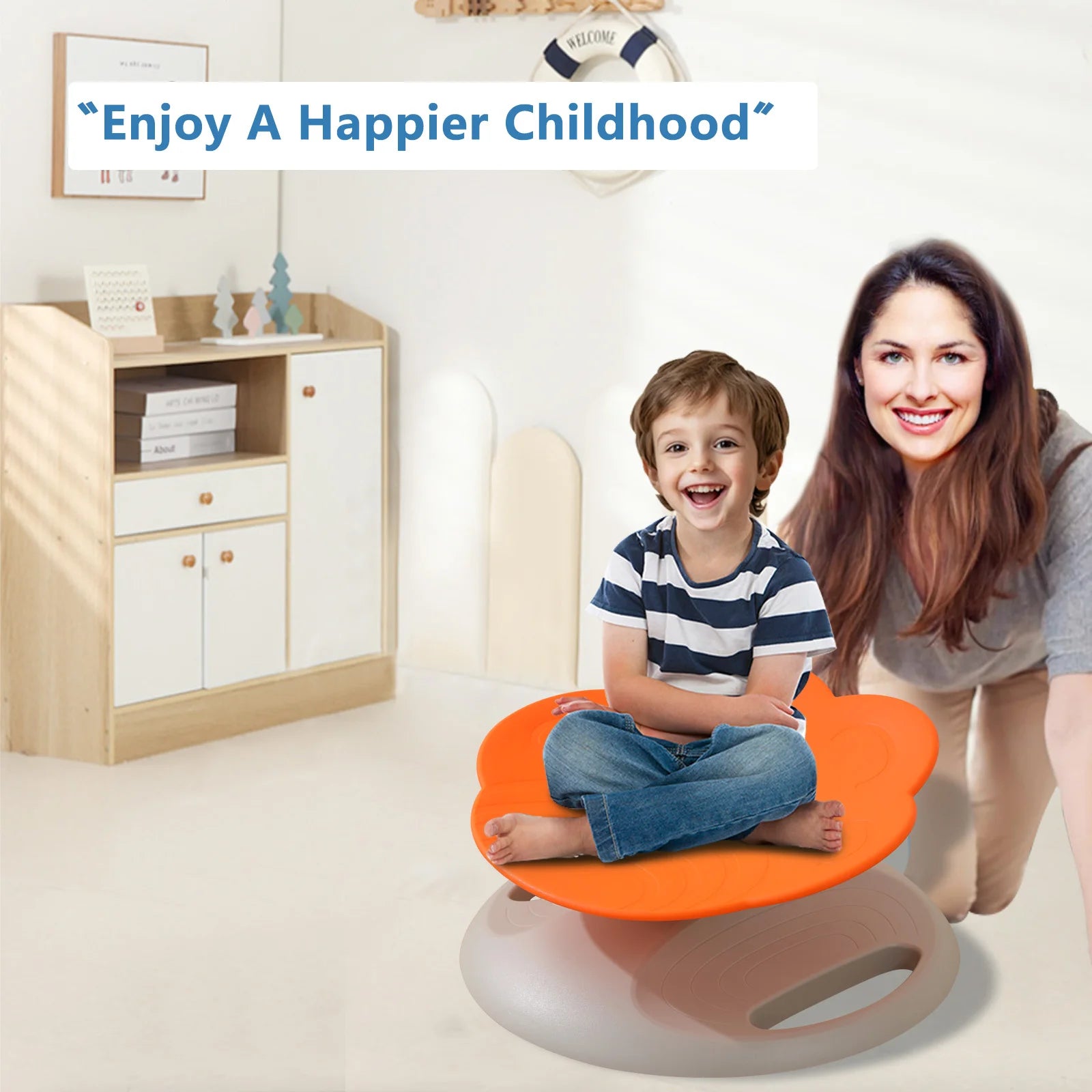 Swivel Chair for Kids, 360° Spinning Seat, Toddler Sit & Spin Chair, Sensory Balance Toys for Children, Autism Sensory Equipment