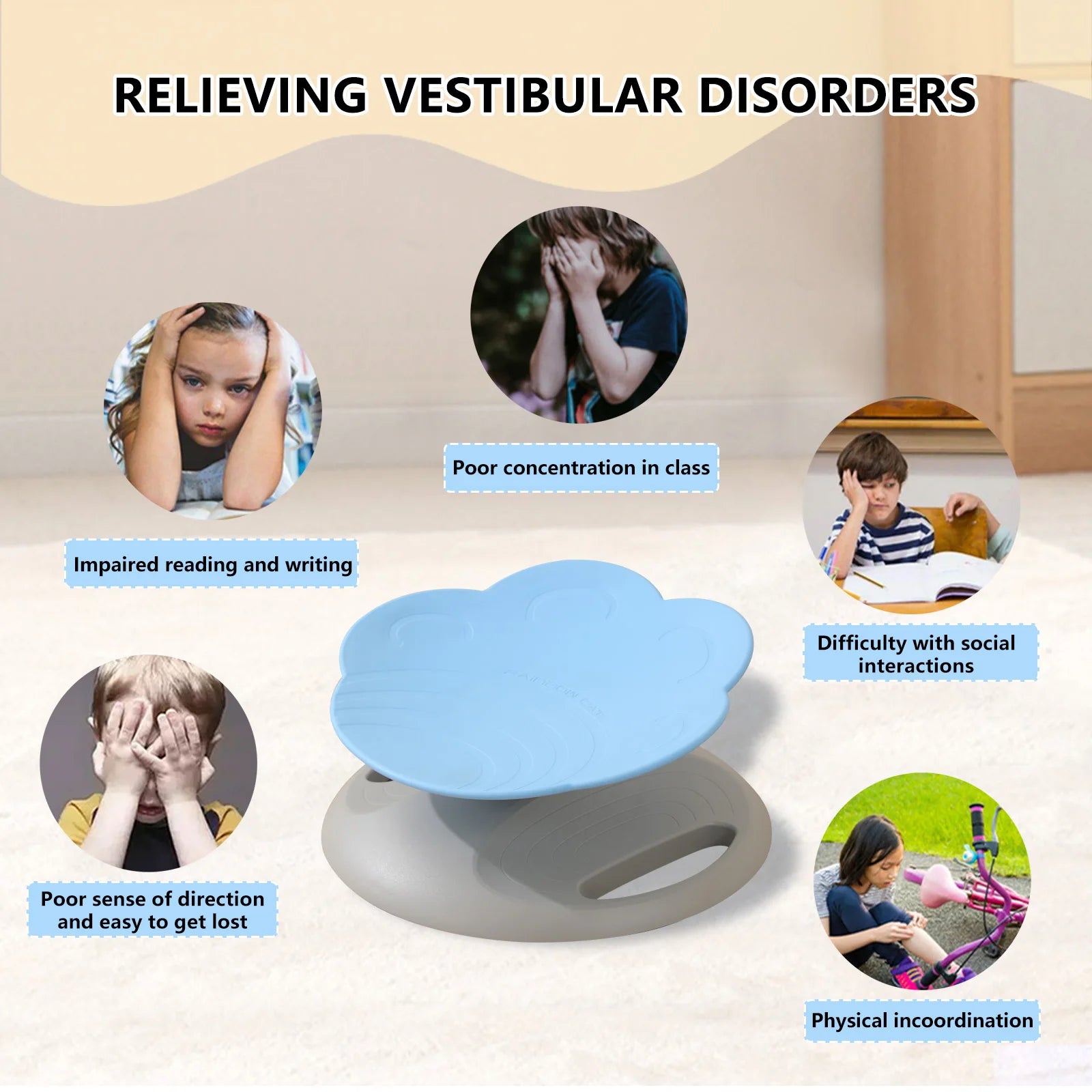 Swivel Chair for Kids, 360° Spinning Seat, Toddler Sit & Spin Chair, Sensory Balance Toys for Children, Autism Sensory Equipment