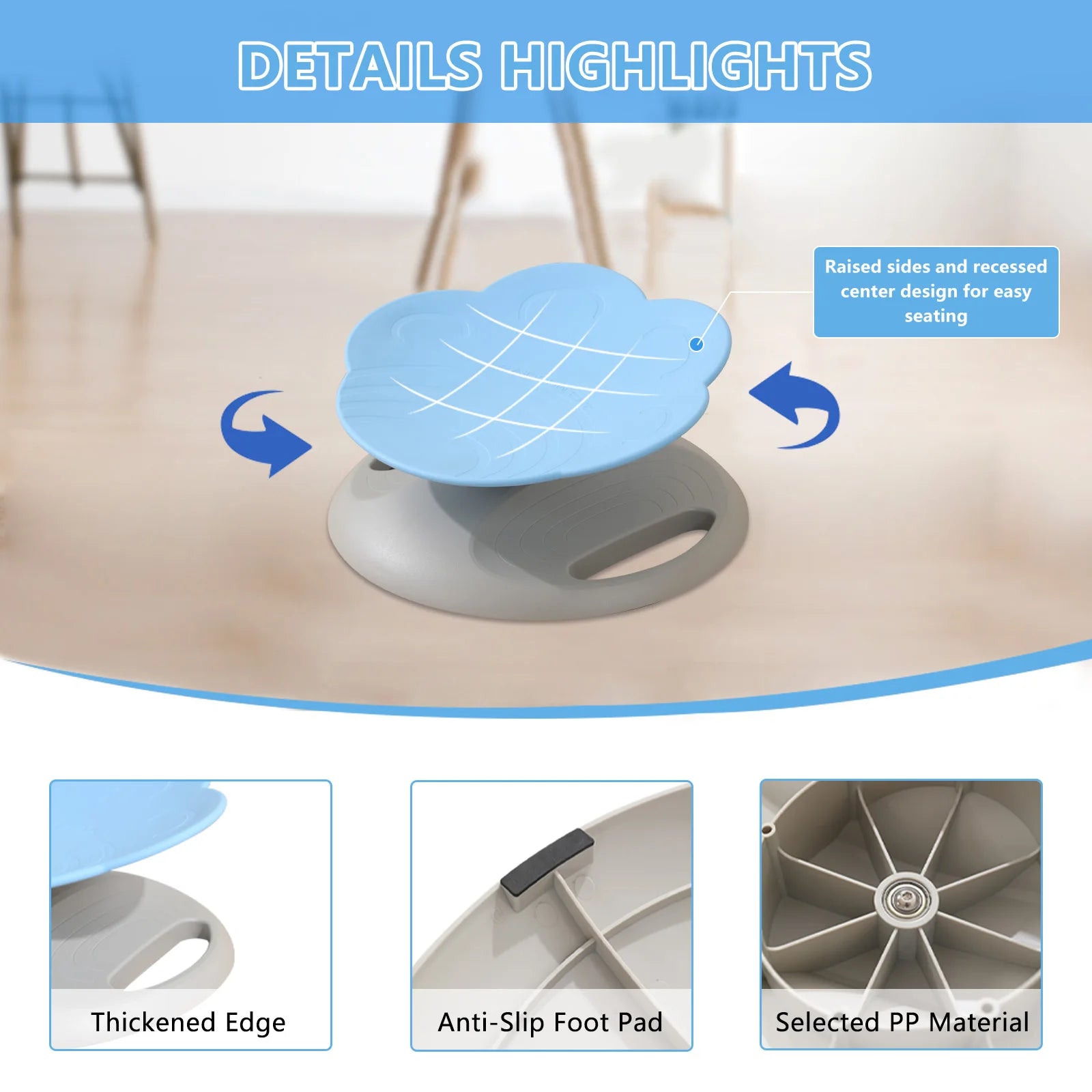 Swivel Chair for Kids, 360° Spinning Seat, Toddler Sit & Spin Chair, Sensory Balance Toys for Children, Autism Sensory Equipment