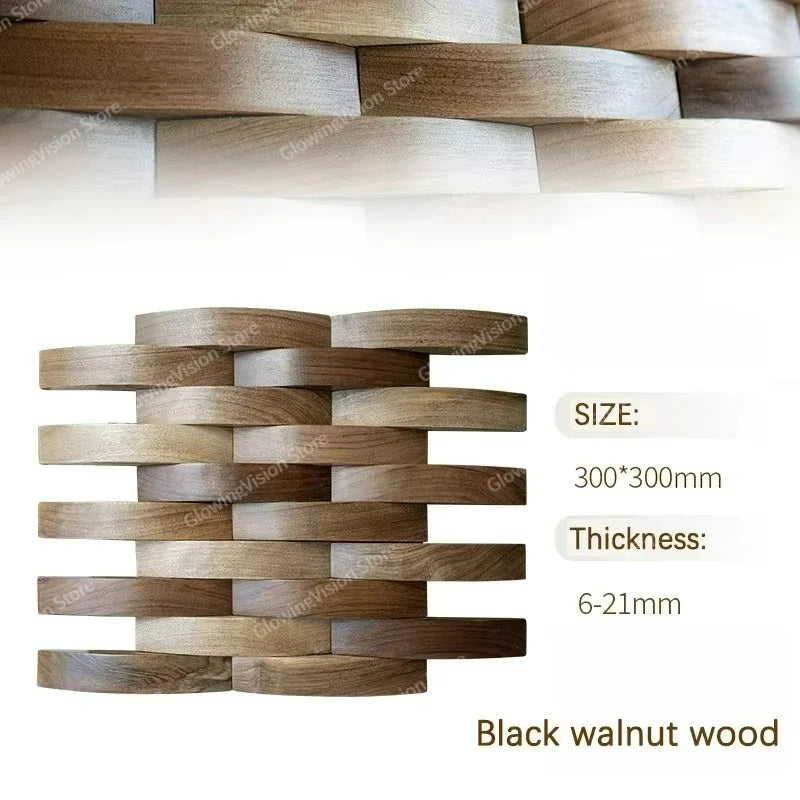 3D Mosaic Wall Panel Black Walnut Solid Wood Light Luxury Simple Acoustic Diffuser Background Wall Decoration Wall Stickers