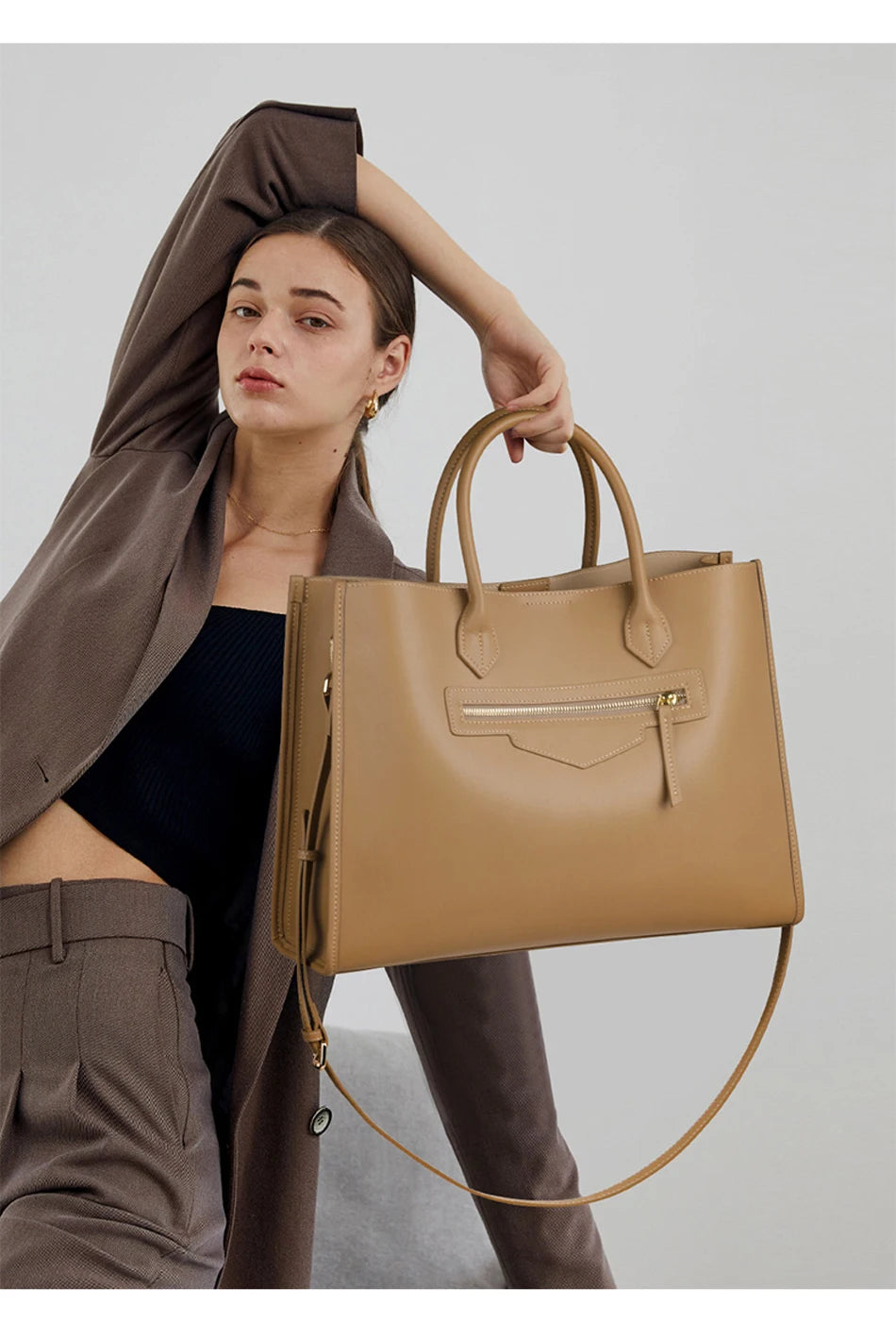 BEEP Luxury Handbags Women Bags Designer Leather Cowhide Leather Shoulder Bag Women Tote Capacity Brand Luxury Tote Big bags