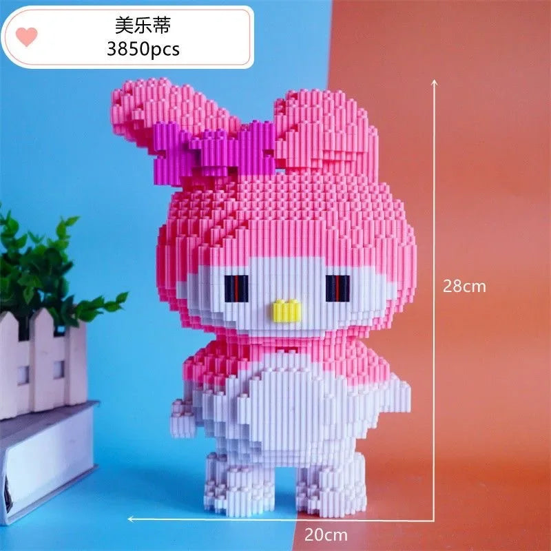 Hello Kitty Kuromi My Melody Sanrio Anime Peripheral Cartoon Kawaii Cute Building Blocks Assembled Toys Creative Decoration Gift