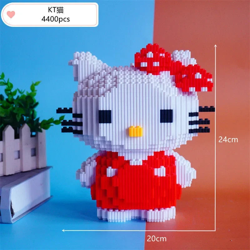 Hello Kitty Kuromi My Melody Sanrio Anime Peripheral Cartoon Kawaii Cute Building Blocks Assembled Toys Creative Decoration Gift