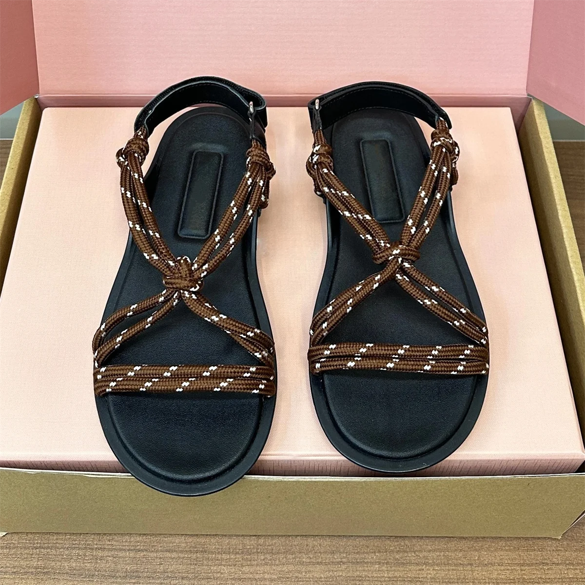 2025 FANGXITING Newest Summer Bohemian Sandals Canvas Slides Beach Shoes For Woman Espadrilles Flip-Flops Exclusive Lazy Slipper