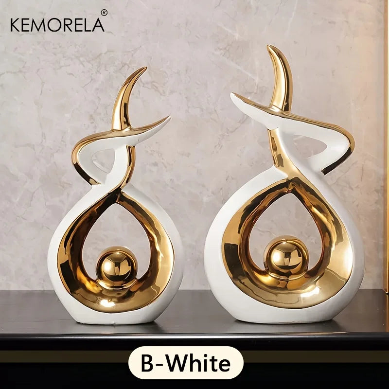 Ceramics Statue Exquisite Home Decor Modern Abstract Art Statue Ornaments Sculpture Decoration for Living Room Table Centerpiece