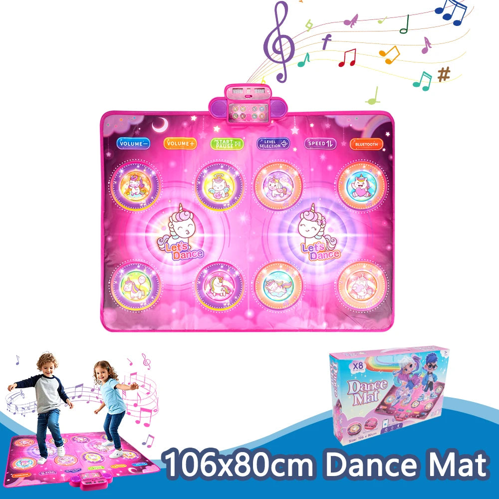 106x80cm Kids Electronic Dance Mat Double Players Mode with Light&Bluetooth Kids Floor Music Blanket Interactive Educational Toy