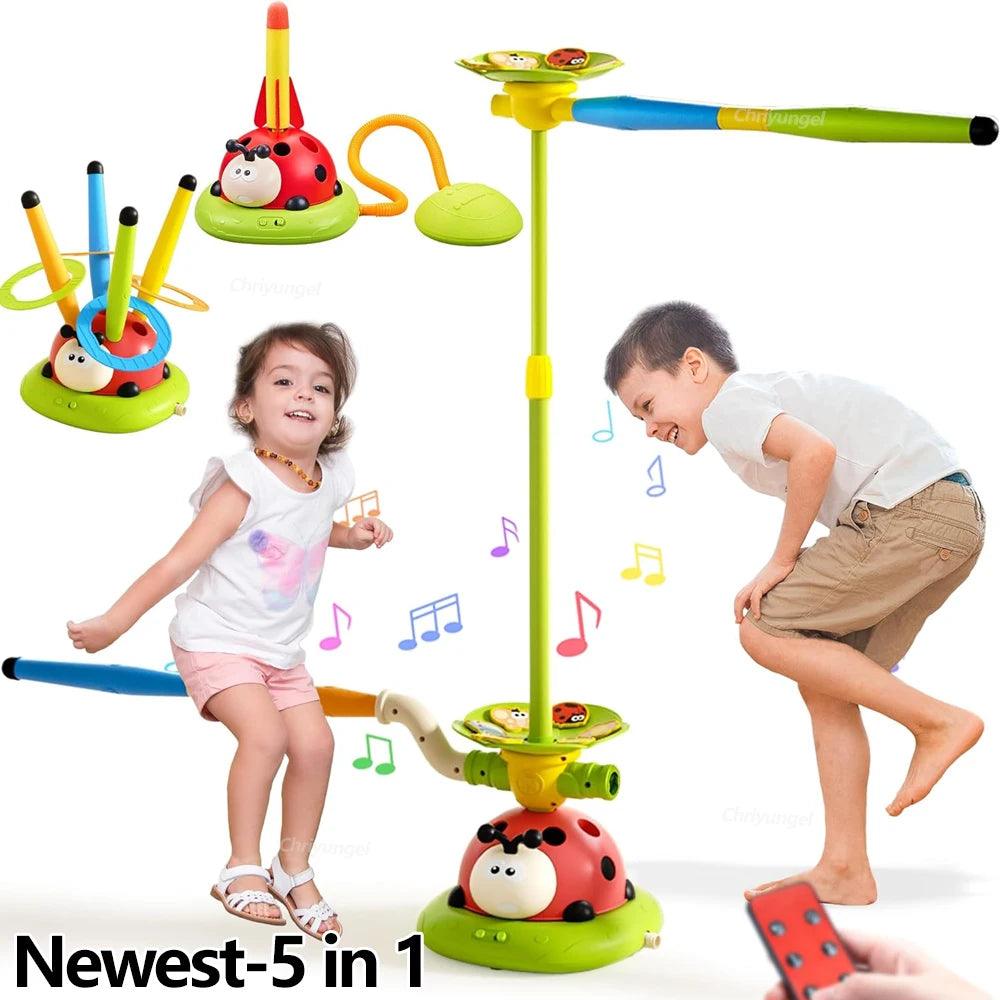 Musical Jump Sports Toys Rocket Launcher for Kid Ring Toss Game with Remote Control Indoor Outdoor Machine Gifts for Girls Boys