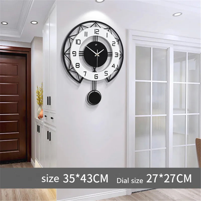 Nordic Style Living Room Wall Clock - Fashion Home Quartz Watch Creative Wooden Modern Art Simple Design Living Room Decor