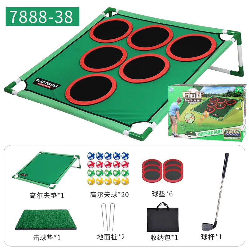 Golf Set Game Mat Target Strap Stand Indoor and Outdoor Portable Parent Child Interactive Children's Toy