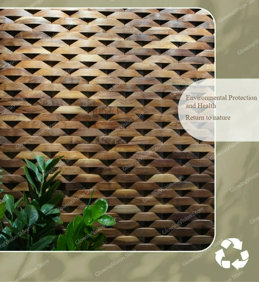 3D Mosaic Wall Panel Black Walnut Solid Wood Light Luxury Simple Acoustic Diffuser Background Wall Decoration Wall Stickers