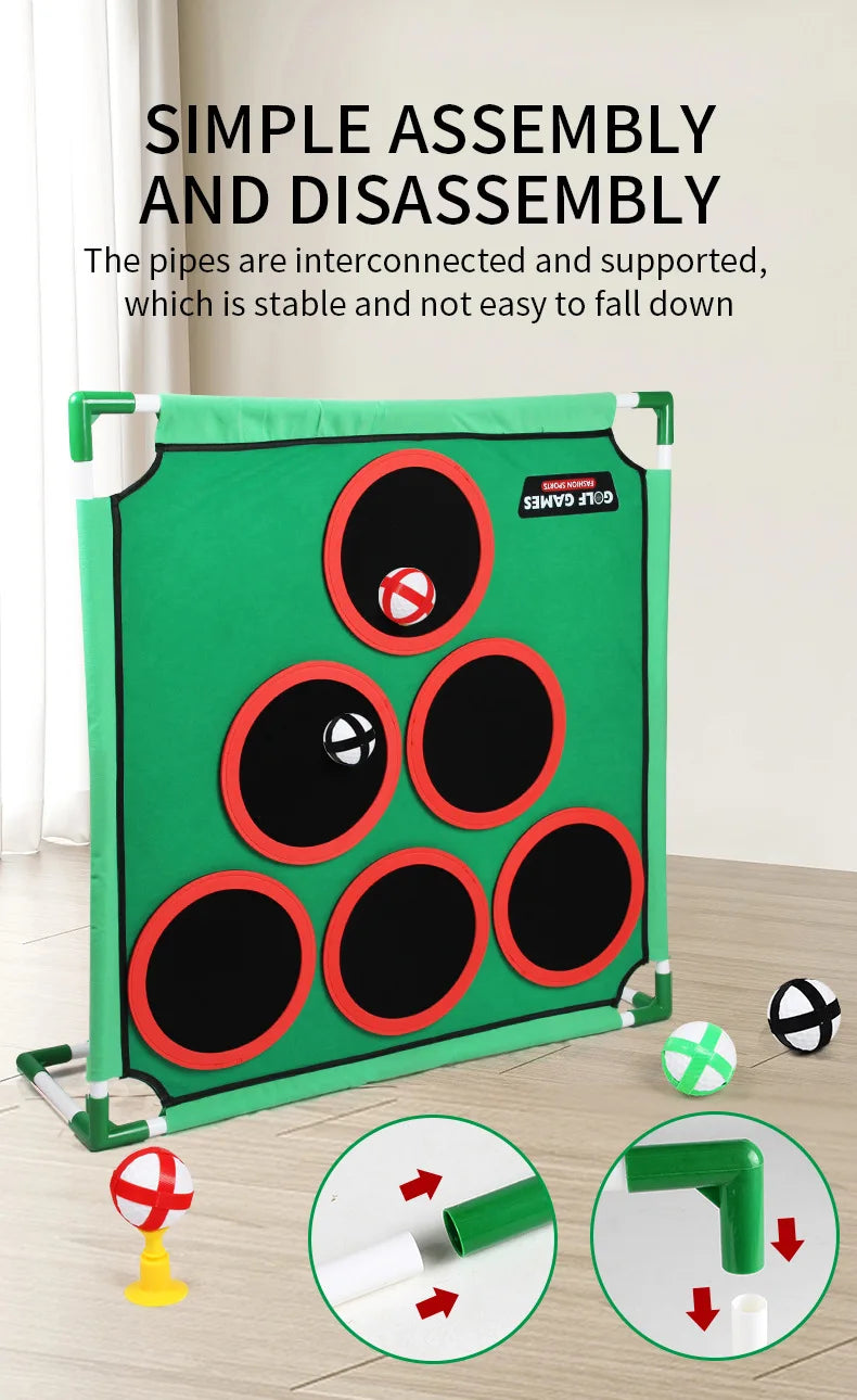 Golf Set Game Mat Target Strap Stand Indoor and Outdoor Portable Parent Child Interactive Children's Toy