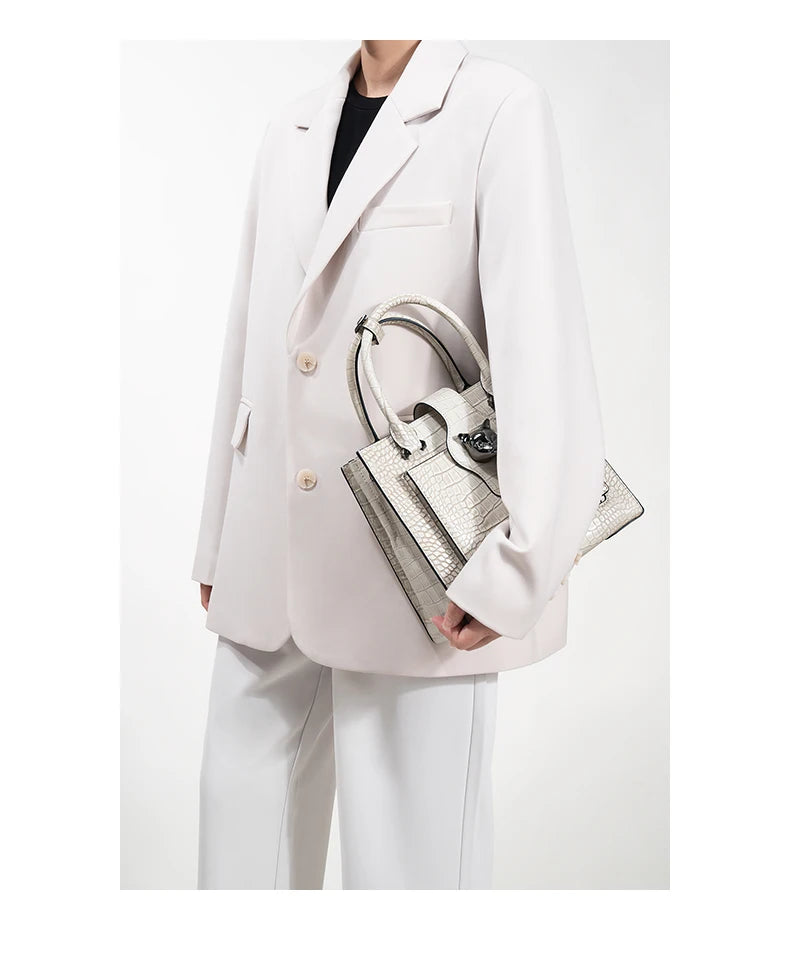 2024 NEW WOMEN'S HANDBAGS BUSINESS LADY GENUINE LEATHER ORIGINAL LUXURY BRAND DESIGNER OFFICE FEMALE BAGS CROSSBODY CAT PURSE