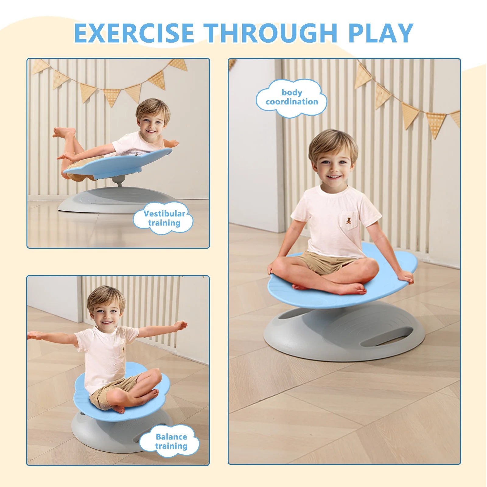 Swivel Chair for Kids, 360° Spinning Seat, Toddler Sit & Spin Chair, Sensory Balance Toys for Children, Autism Sensory Equipment