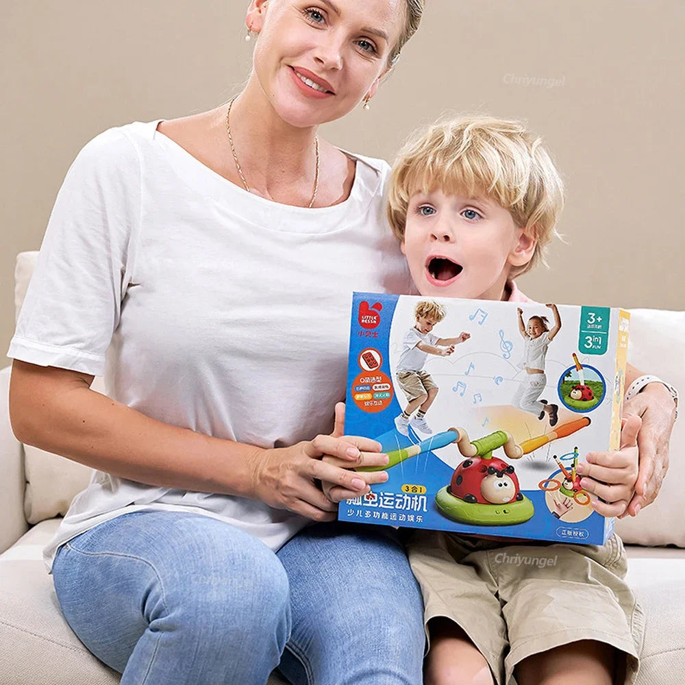 Musical Jump Sports Toys Rocket Launcher for Kid Ring Toss Game with Remote Control Indoor Outdoor Machine Gifts for Girls Boys