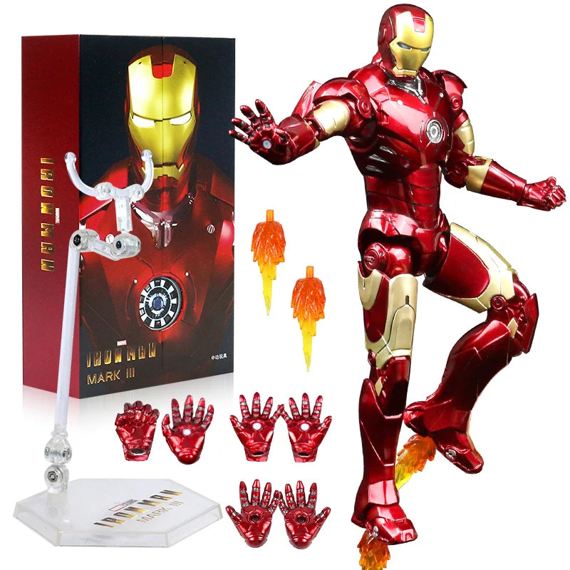 ZD Toys LED Light Iron Man MK1 MK2 MK3 MK4 MK5 MK6 MK7 MK43 MK50 7" Movie Action Figure Tony Stark Legends Toys