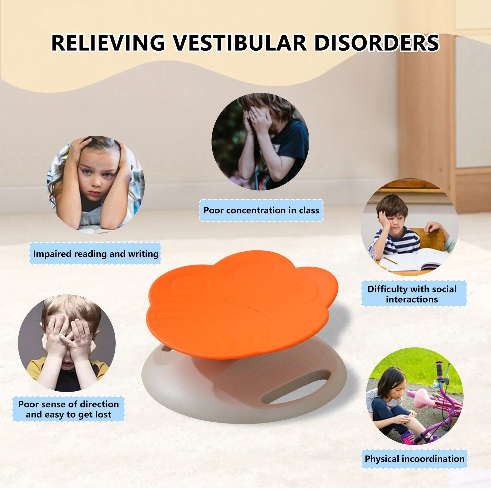 Swivel Chair for Kids, 360° Spinning Seat, Toddler Sit & Spin Chair, Sensory Balance Toys for Children, Autism Sensory Equipment