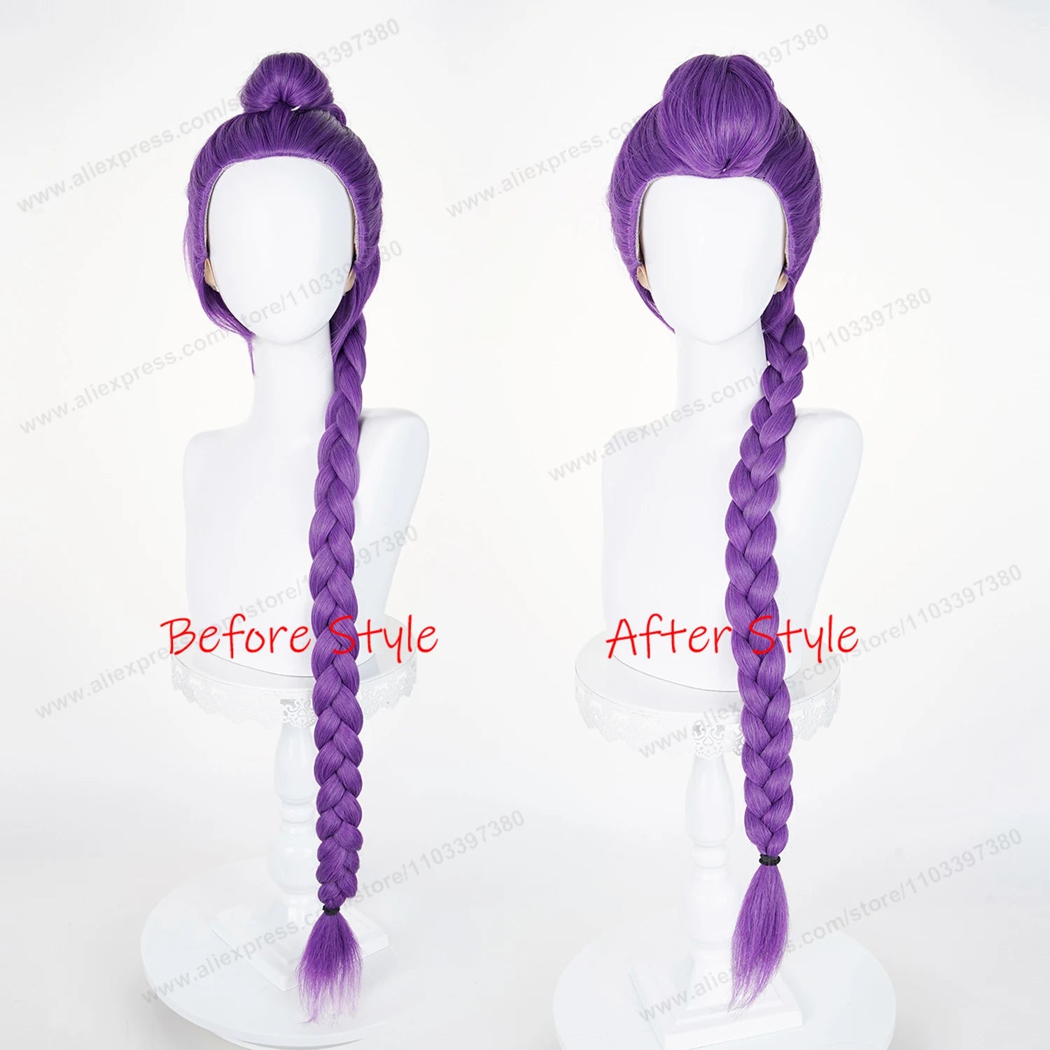Rumi Cosplay Synthetic Wig Pre Braided Purple Woman Hair 105cm Fluffy Yaki Ponytail  Anime Heat Resistant Wigs