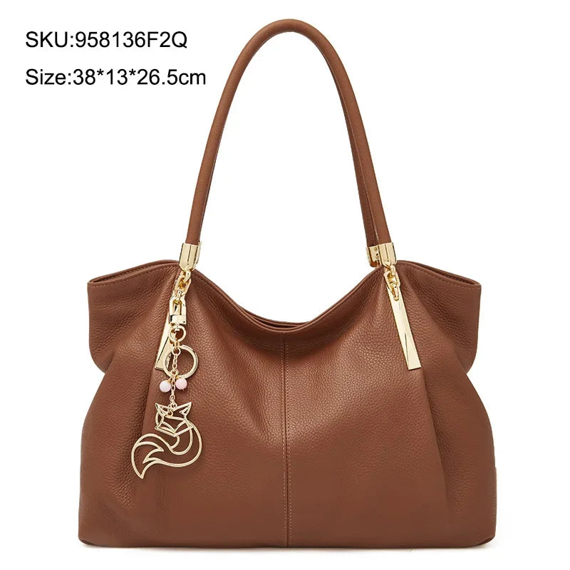 FOXER 2025 New Women's Shoulder Bag Genuine Leather Elegant Female Tote Large Bag Fashion Handbag Commuter Luxury Gift