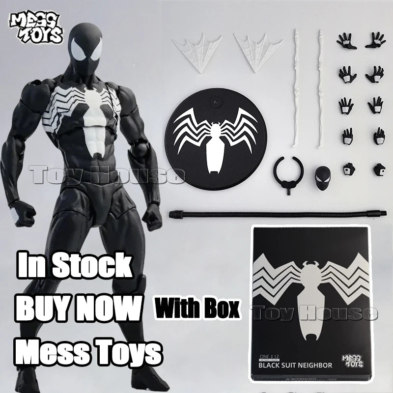 Mess Toys Spider Anime Figure Black Suit Neighbor Symbiote Scarlet Spider Kaine Parker Black Red Spider Action Figure Gifts Toys