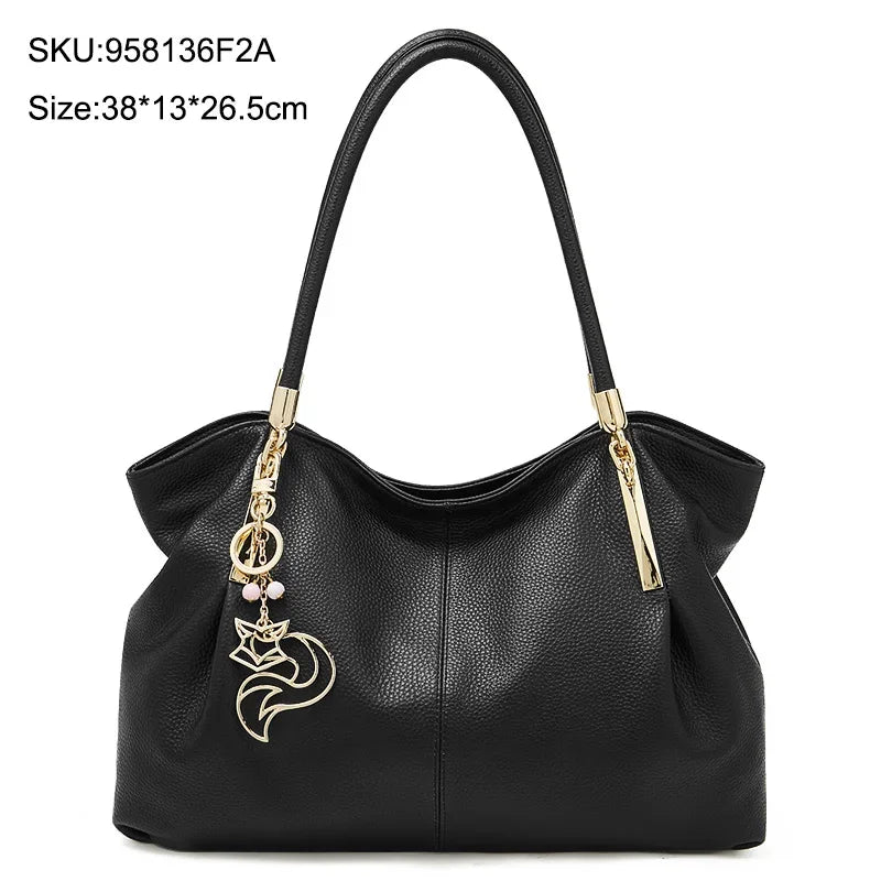 FOXER 2025 New Women's Shoulder Bag Genuine Leather Elegant Female Tote Large Bag Fashion Handbag Commuter Luxury Gift