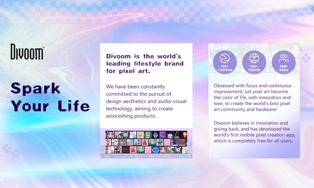 Divoom Ditoo-Pro Retro Pixel Art Bluetooth Portable Speaker Alarm Clock DIY LED Display Board, Cute Gift Home Light Decoration