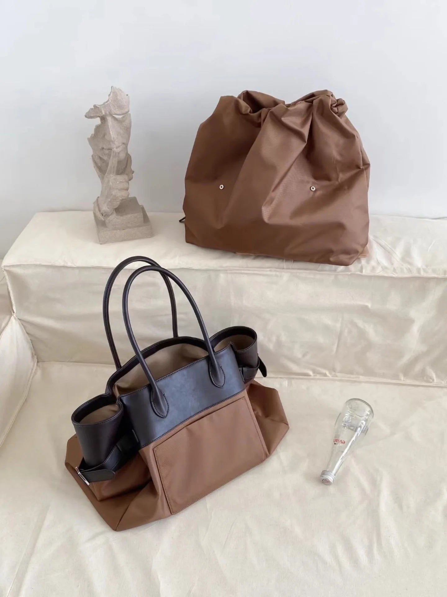 Margaux 17 Inside Out Genuine Leather Tote Bags For Women Luxury Classic Handbags Pocket Large Capacity Shoulder Bag