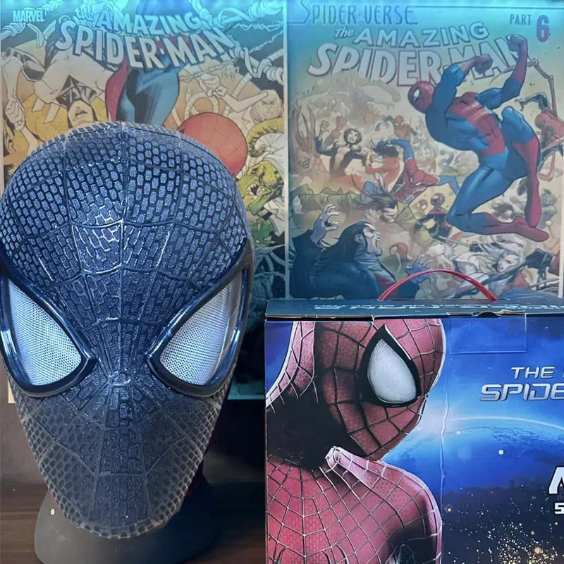Spider-Man Headgear New The Amazing Movable Mask Helmet Electric Ring Control Eye Luminous Cosplay Collection Model Toy Kid Gift