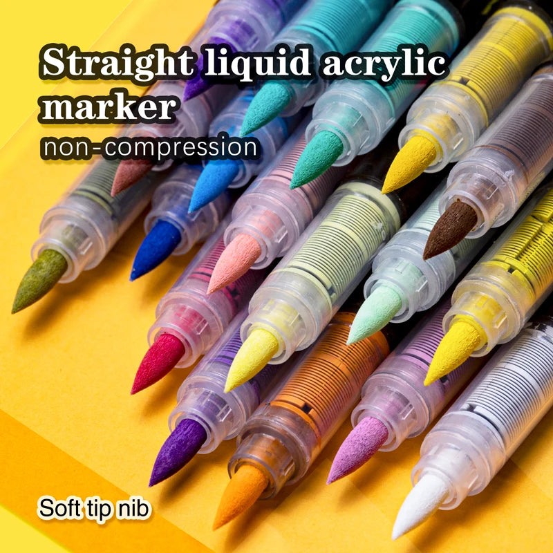 72/120 Colors Acrylic Marker Pens Waterproof Pen Soft brush Nib Student Art For Glass Stone Metal Glass Wood Plasctic Paper