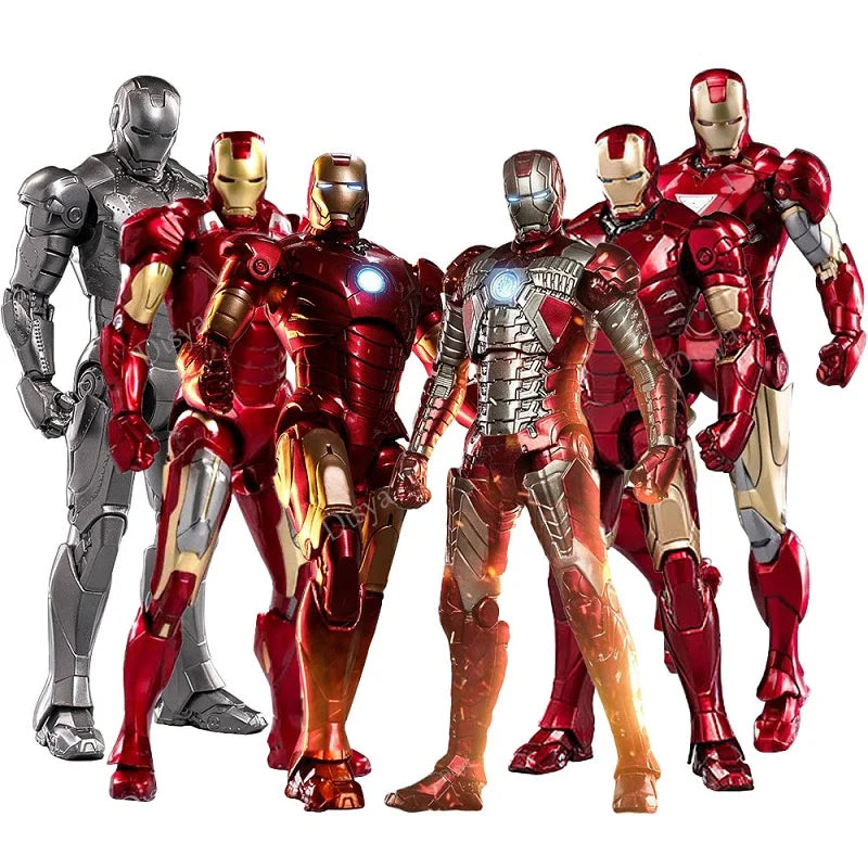 ZD Toys LED Light Iron Man MK1 MK2 MK3 MK4 MK5 MK6 MK7 MK43 MK50 7" Movie Action Figure Tony Stark Legends Toys