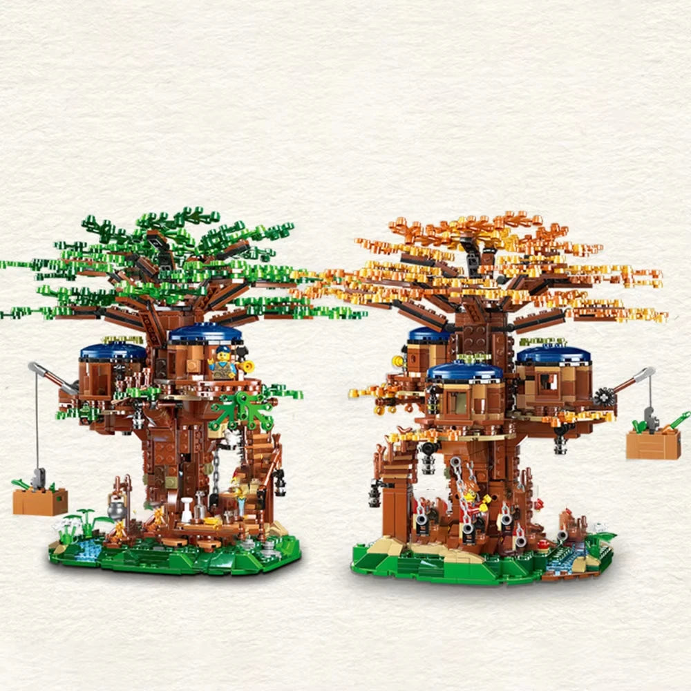 1080PCS Four Seasons Tree House City Building Blocks Tree House Room Home Building Blocks Set Children's Toys Gift