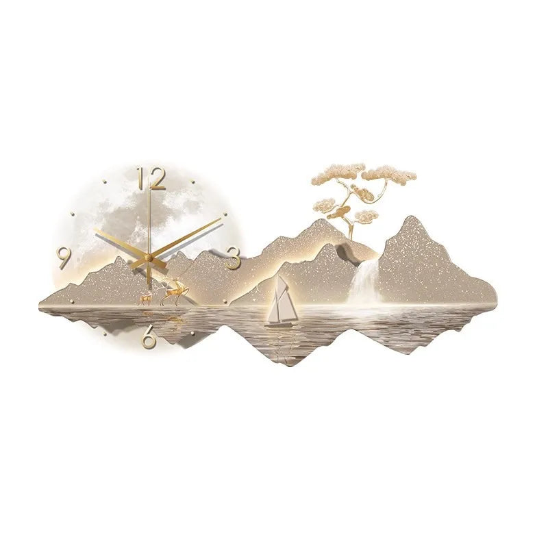 Decorative Wall Clock Rizhao Jinshan Restaurant Painting Light Luxury Wall Hanging Living Room Creative Wall Clock